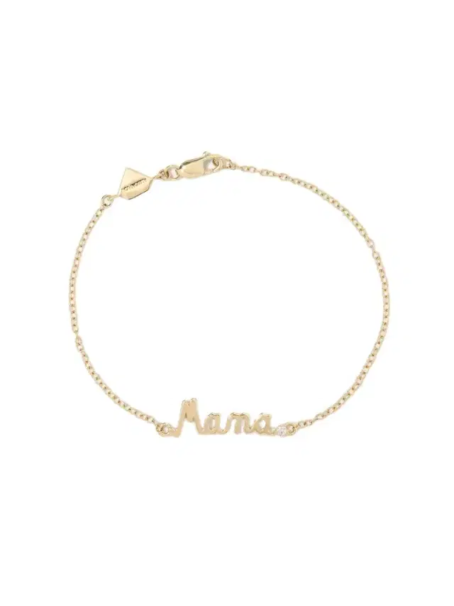Mama 14-karat Gold Diamond Bracelet