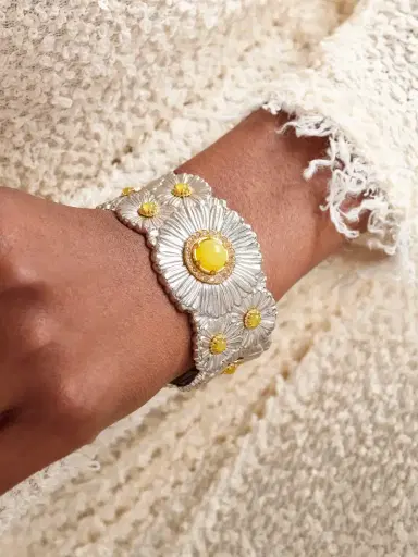 Buccellati Blossoms Daisy Sterling Silver And Gold Vermeil, Agatha And Diamond Cuff | Thumbnail 2 Buccellati Blossoms Daisy Sterling Silver And Gold Vermeil, Agatha And Diamond Cuff | Thumbnail 2