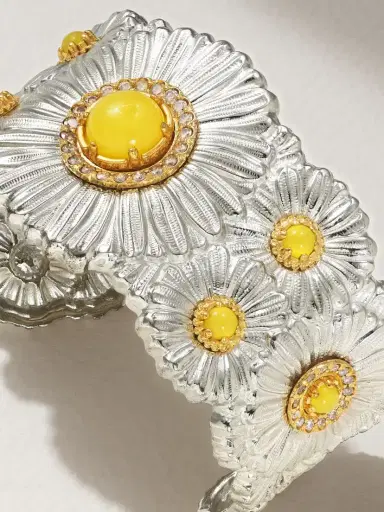 Buccellati Blossoms Daisy Sterling Silver And Gold Vermeil, Agatha And Diamond Cuff | Thumbnail 3 Buccellati Blossoms Daisy Sterling Silver And Gold Vermeil, Agatha And Diamond Cuff | Thumbnail 3