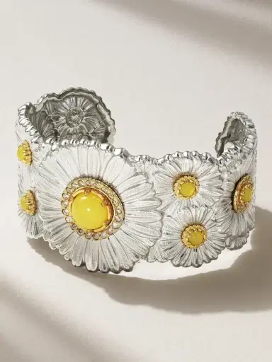 Buccellati Blossoms Daisy Sterling Silver And Gold Vermeil, Agatha And Diamond Cuff | Thumbnail 1 Buccellati Blossoms Daisy Sterling Silver And Gold Vermeil, Agatha And Diamond Cuff | Thumbnail 1