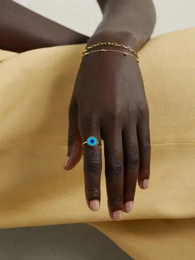 Jennifer Meyer Evil Eye 18-karat Gold, Turquoise And Lapis Lazuli Ring | Thumbnail 5