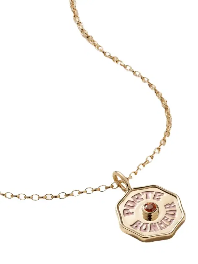 Mini Porte Bonheur Coin 14-karat Gold, Enamel And Sapphire Necklace