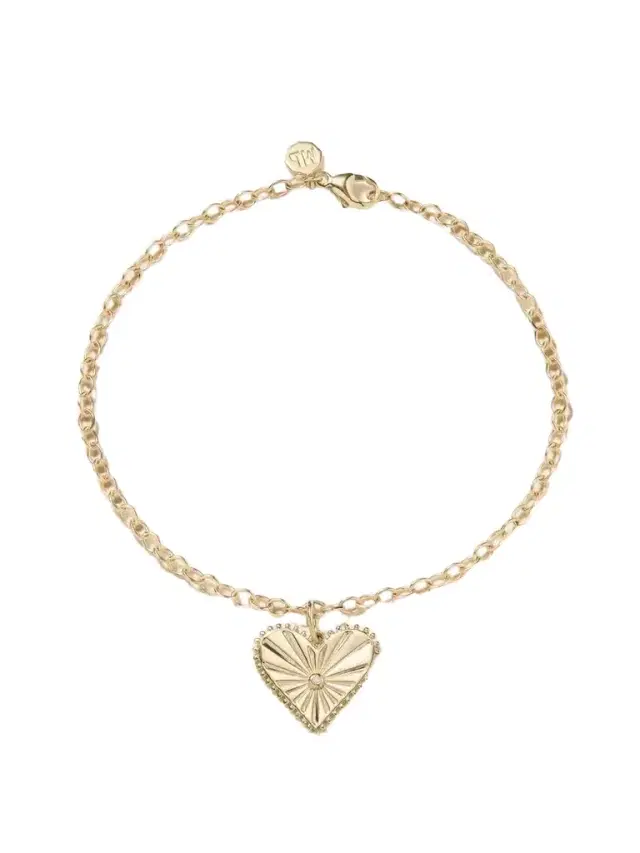 Small Pour Toujours Heart 14-karat Gold Diamond Anklet