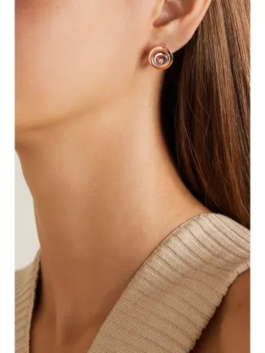 Chopard Happy Spirit 18-karat Rose And White Gold Diamond Earrings | Thumbnail 2