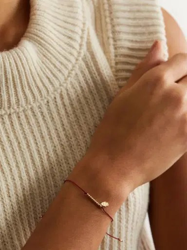 Sydney Evan Hamsa 14-karat Gold, Cord And Diamond Bracelet | Thumbnail 2 Sydney Evan Hamsa 14-karat Gold, Cord And Diamond Bracelet | Thumbnail 2