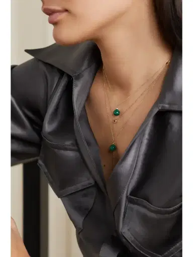 Mateo 14-karat Gold, Malachite And Diamond Necklace | Thumbnail 5 Mateo 14-karat Gold, Malachite And Diamond Necklace | Thumbnail 5