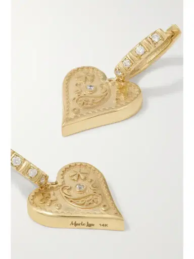 Marlo Laz Small Southwestern Heart 14-karat Gold Diamond Earrings | Thumbnail 4 Marlo Laz Small Southwestern Heart 14-karat Gold Diamond Earrings | Thumbnail 4