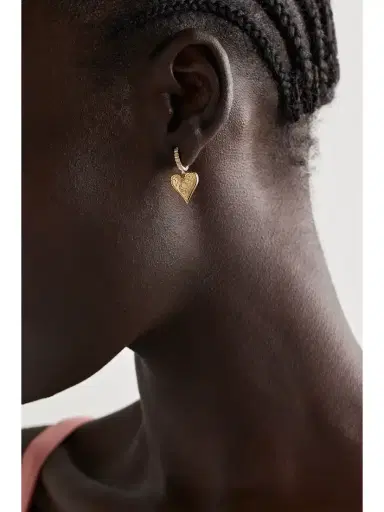 Marlo Laz Small Southwestern Heart 14-karat Gold Diamond Earrings | Thumbnail 5 Marlo Laz Small Southwestern Heart 14-karat Gold Diamond Earrings | Thumbnail 5