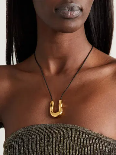 AGMES Wishbone Gold Vermeil Cord Necklace | Thumbnail 2 AGMES Wishbone Gold Vermeil Cord Necklace | Thumbnail 2