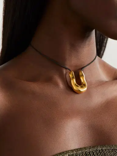 AGMES Wishbone Gold Vermeil Cord Necklace | Thumbnail 5 AGMES Wishbone Gold Vermeil Cord Necklace | Thumbnail 5