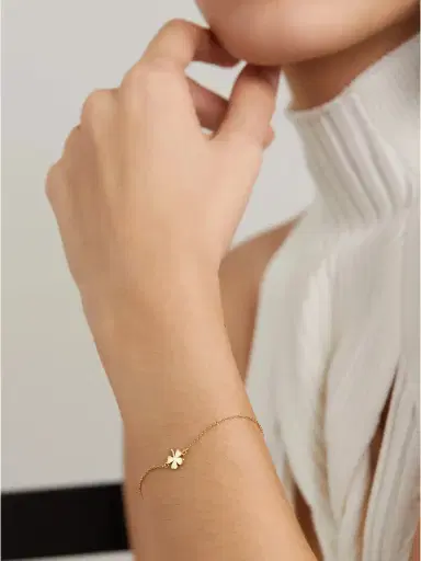 Jennifer Meyer Mini Clover 18-karat Gold Bracelet | Thumbnail 2