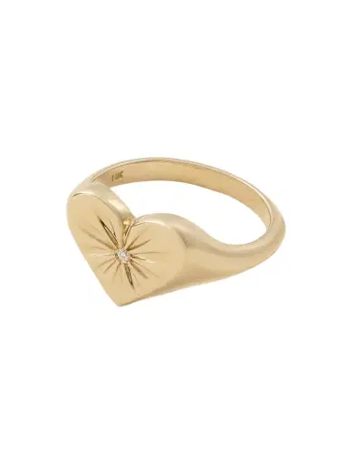 Marlo Laz Heart 14-karat Gold Diamond Signet Ring | Thumbnail 1 Marlo Laz Heart 14-karat Gold Diamond Signet Ring | Thumbnail 1
