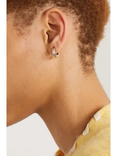 Yvonne Léon Berlingot Mini 9-karat Yellow And White Gold Diamond Hoop Earrings | Thumbnail 2 Yvonne Léon Berlingot Mini 9-karat Yellow And White Gold Diamond Hoop Earrings | Thumbnail 2