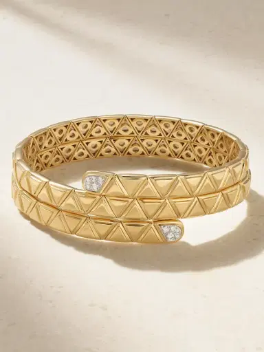 Marina B Triangolini Triple 18-karat Gold Diamond Bangle | Thumbnail 1 Marina B Triangolini Triple 18-karat Gold Diamond Bangle | Thumbnail 1