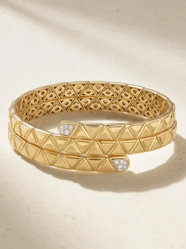 Marina B Triangolini Triple 18-karat Gold Diamond Bangle