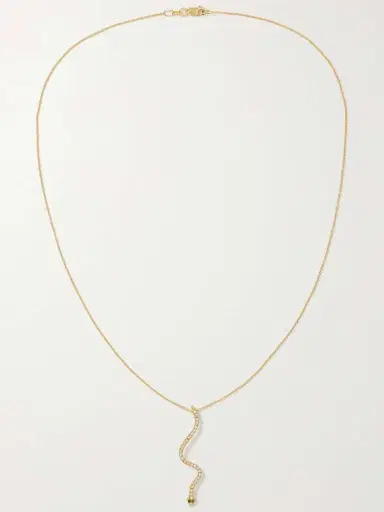 Ileana Makri Lucky Snake 18-karat Gold, Diamond And Tsavorite Necklace | Thumbnail 4 Ileana Makri Lucky Snake 18-karat Gold, Diamond And Tsavorite Necklace | Thumbnail 4