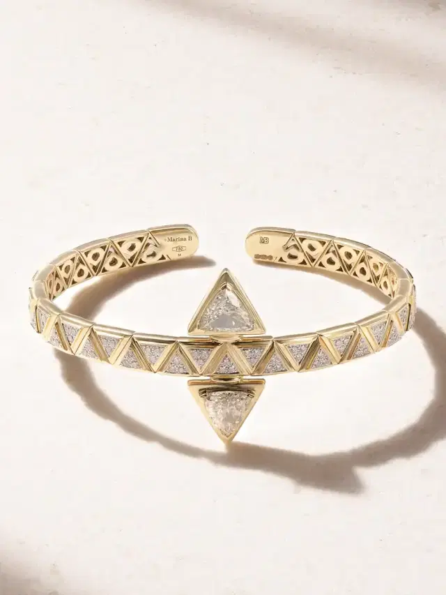 Triangoli Doppia Freccia 18-karat Gold Diamond Bangle