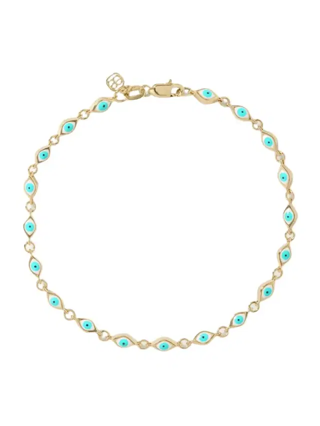Sydney Evan Mini Evil Eye 14-karat Gold And Enamel Bracelet