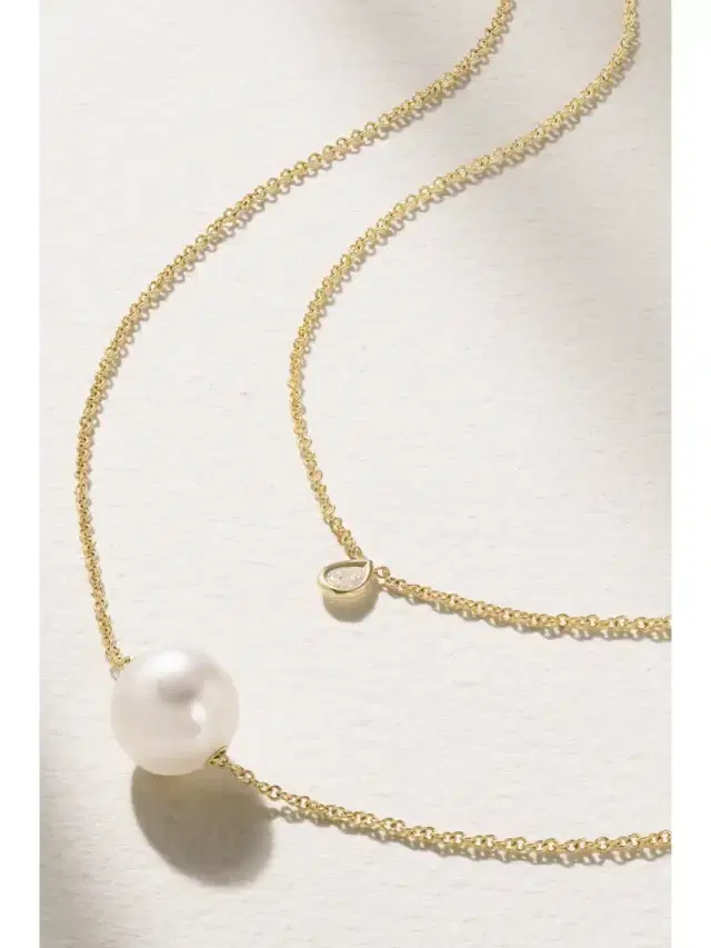 Layered 14-karat Gold, Pearl And Diamond Necklace