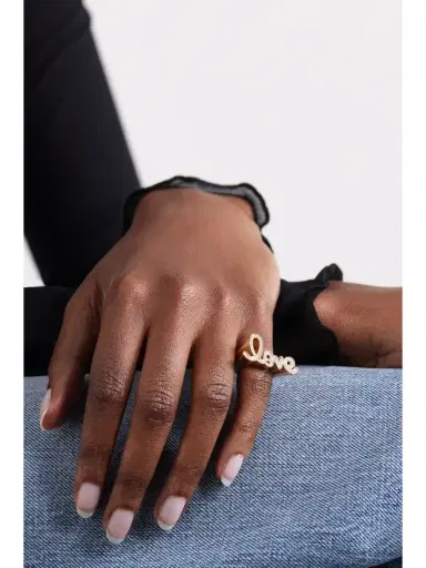 Sydney Evan Love Script 14-karat Gold Diamond Ring | Thumbnail 2 Sydney Evan Love Script 14-karat Gold Diamond Ring | Thumbnail 2