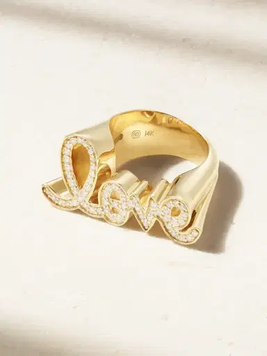Sydney Evan Love Script 14-karat Gold Diamond Ring | Thumbnail 1 Sydney Evan Love Script 14-karat Gold Diamond Ring | Thumbnail 1