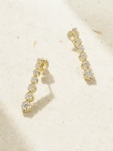 Jennifer Meyer Mini Graduated 18-karat Gold Diamond Earrings | Thumbnail 1