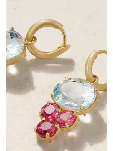 Irene Neuwirth Gemmy Gem 18-karat Gold, Aquamarine And Tourmaline Earrings | Thumbnail 3