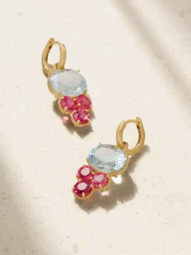 Irene Neuwirth Gemmy Gem 18-karat Gold, Aquamarine And Tourmaline Earrings | Thumbnail 1