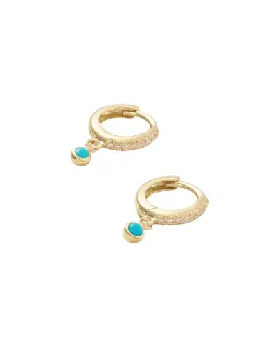 Jennifer Meyer 18-karat Gold, Diamond And Turquoise Hoop Earrings | Thumbnail 1 Jennifer Meyer 18-karat Gold, Diamond And Turquoise Hoop Earrings | Thumbnail 1
