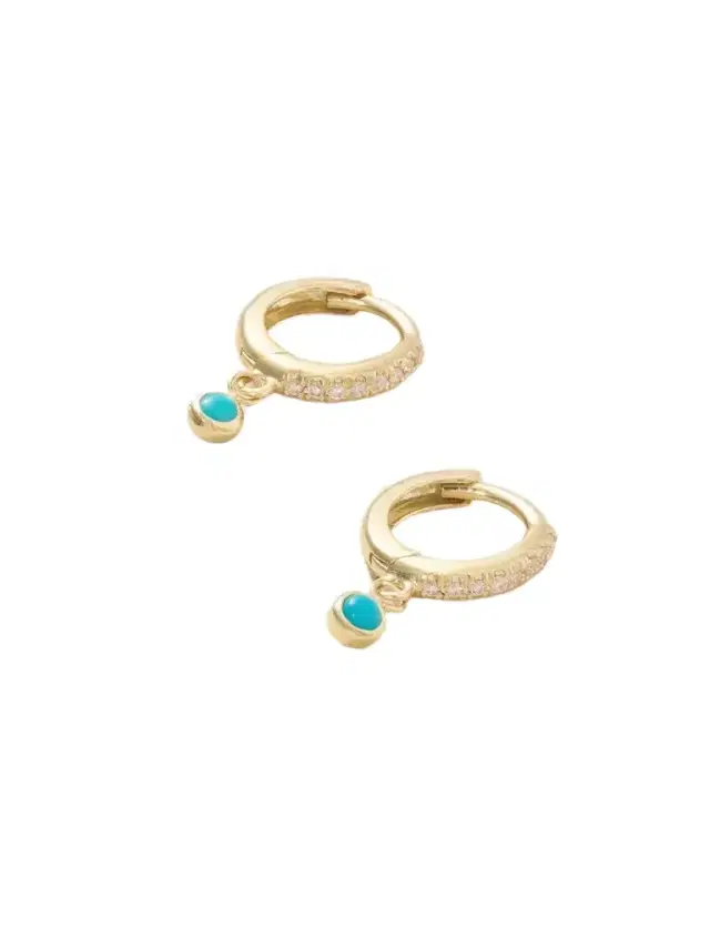 18-karat Gold, Diamond And Turquoise Hoop Earrings