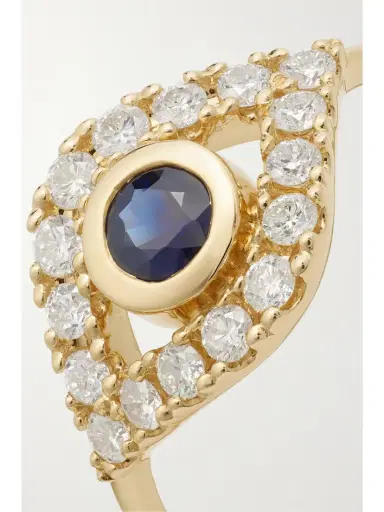 Sydney Evan Large Evil Eye 14-karat Gold, Sapphire And Diamond Ring | Thumbnail 4