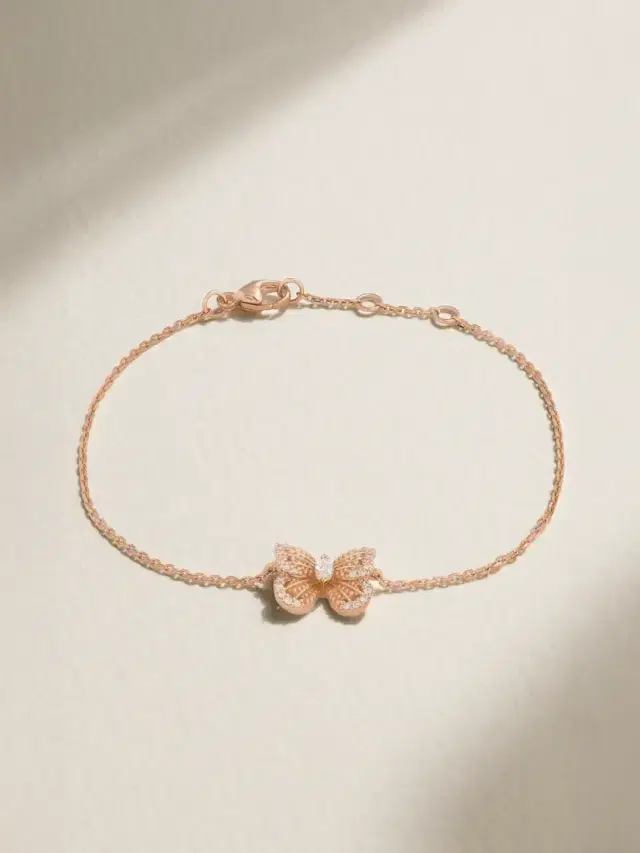 De Beers London Portraits Of Nature Butterfly 18-karat Rose Gold Diamond Bracelet