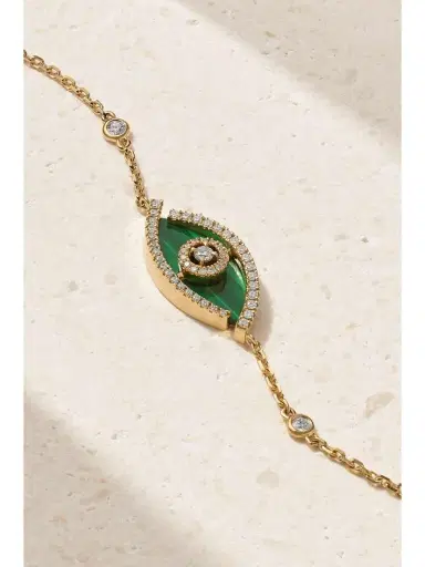 Messika Lucky Eye 18-karat Gold, Malachite And Diamond Bracelet | Thumbnail 4