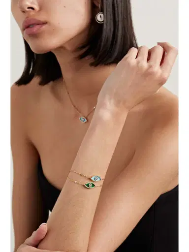 Messika Lucky Eye 18-karat Gold, Malachite And Diamond Bracelet | Thumbnail 5