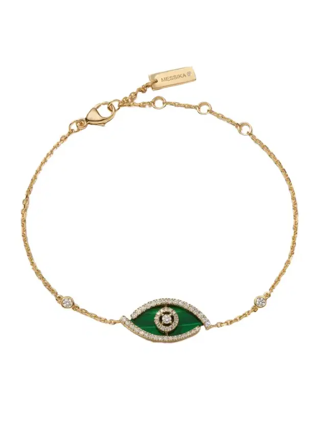 Messika Lucky Eye 18-karat Gold, Malachite And Diamond Bracelet