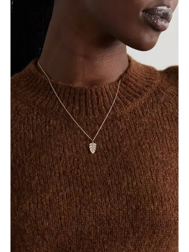 Sydney Evan Large Monstera Leaf 14-karat Gold Diamond Necklace | Thumbnail 2 Sydney Evan Large Monstera Leaf 14-karat Gold Diamond Necklace | Thumbnail 2