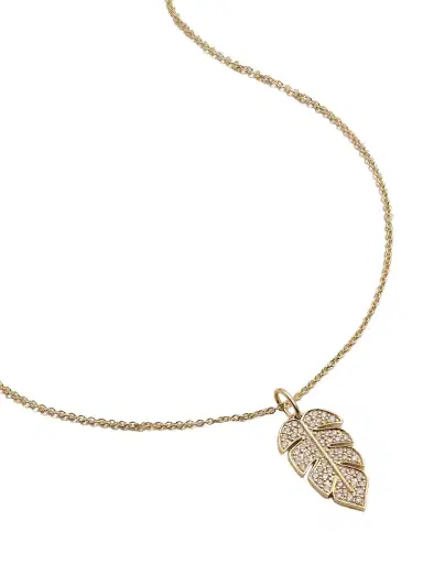 Sydney Evan Large Monstera Leaf 14-karat Gold Diamond Necklace | Thumbnail 1 Sydney Evan Large Monstera Leaf 14-karat Gold Diamond Necklace | Thumbnail 1