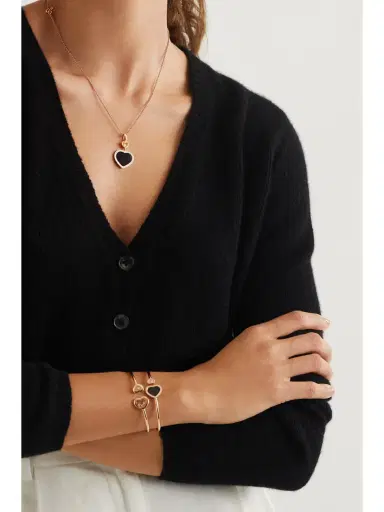 Chopard Happy Hearts 18-karat Rose Gold, Onyx And Diamond Necklace | Thumbnail 2