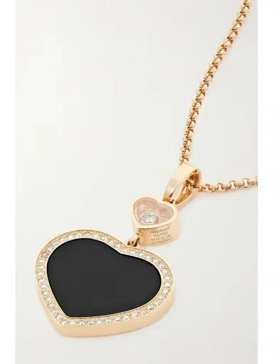 Chopard Happy Hearts 18-karat Rose Gold, Onyx And Diamond Necklace | Thumbnail 4