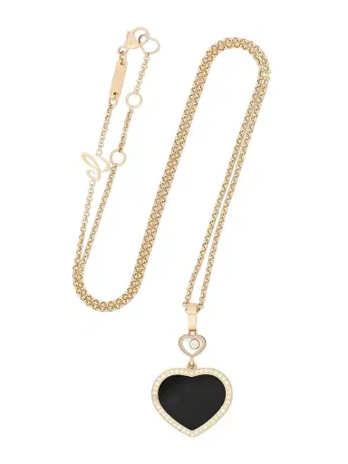 Chopard Happy Hearts 18-karat Rose Gold, Onyx And Diamond Necklace | Thumbnail 1