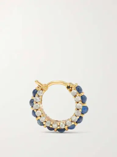 Ileana Makri Streamflow 18-karat Gold, Sapphire And Diamond Hoop Earrings | Thumbnail 3 Ileana Makri Streamflow 18-karat Gold, Sapphire And Diamond Hoop Earrings | Thumbnail 3