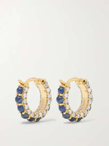 Ileana Makri Streamflow 18-karat Gold, Sapphire And Diamond Hoop Earrings | Thumbnail 4 Ileana Makri Streamflow 18-karat Gold, Sapphire And Diamond Hoop Earrings | Thumbnail 4