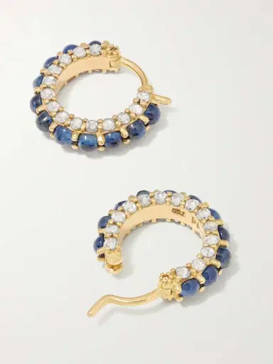 Ileana Makri Streamflow 18-karat Gold, Sapphire And Diamond Hoop Earrings | Thumbnail 5 Ileana Makri Streamflow 18-karat Gold, Sapphire And Diamond Hoop Earrings | Thumbnail 5