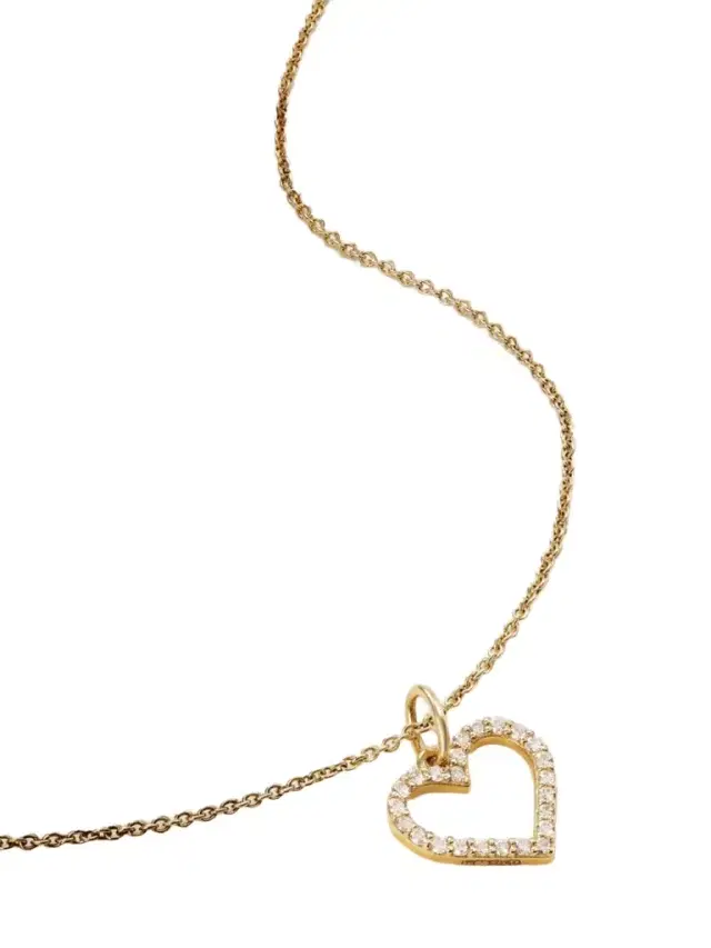 Open Heart 14-karat Gold Diamond Necklace