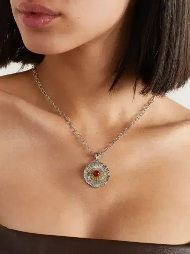 Buccellati Blossom Sterling Silver And Gold-plated, Jasper And Diamond Necklace | Thumbnail 6 Buccellati Blossom Sterling Silver And Gold-plated, Jasper And Diamond Necklace | Thumbnail 6