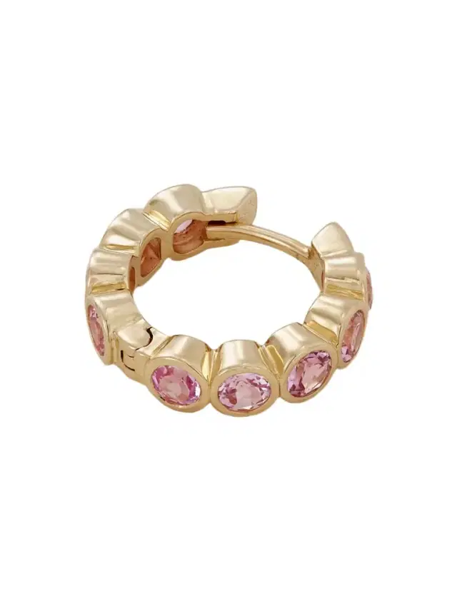 Small 14-karat Gold Laboratory-grown Sapphire Single Hoop Earring