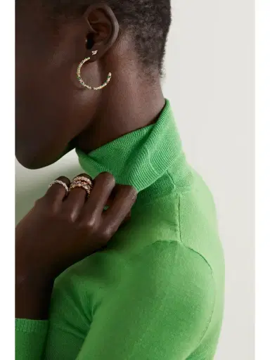 Suzanne Kalan 18-karat Gold, Emerald And Diamond Hoop Earrings | Thumbnail 4 Suzanne Kalan 18-karat Gold, Emerald And Diamond Hoop Earrings | Thumbnail 4