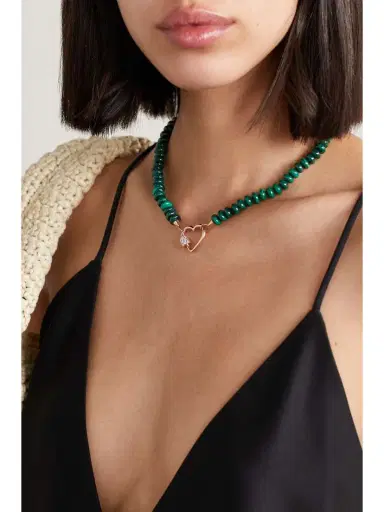 Marla Aaron 14-karat Rose Gold, Malachite And Diamond Necklace | Thumbnail 5 Marla Aaron 14-karat Rose Gold, Malachite And Diamond Necklace | Thumbnail 5