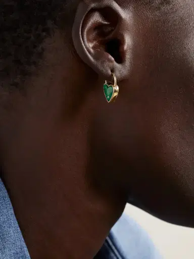 Yvonne Léon 9-karat Gold, Malachite And Diamond Single Earring | Thumbnail 2 Yvonne Léon 9-karat Gold, Malachite And Diamond Single Earring | Thumbnail 2