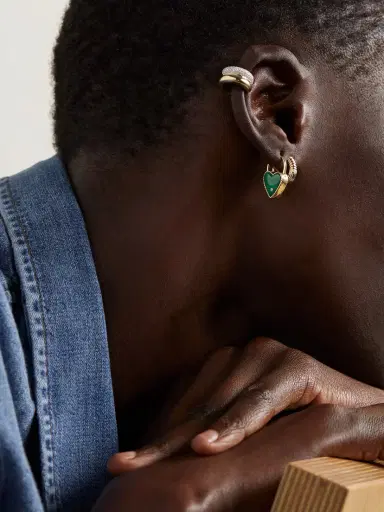 Yvonne Léon 9-karat Gold, Malachite And Diamond Single Earring | Thumbnail 4 Yvonne Léon 9-karat Gold, Malachite And Diamond Single Earring | Thumbnail 4